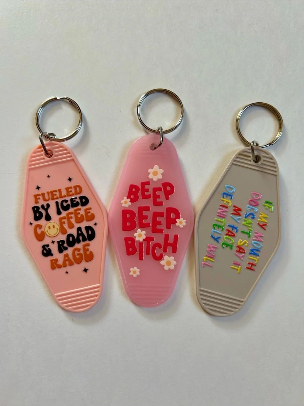 Setโof 3 Sassy Girl Quote Retro Motel Keychains Custom Gift
